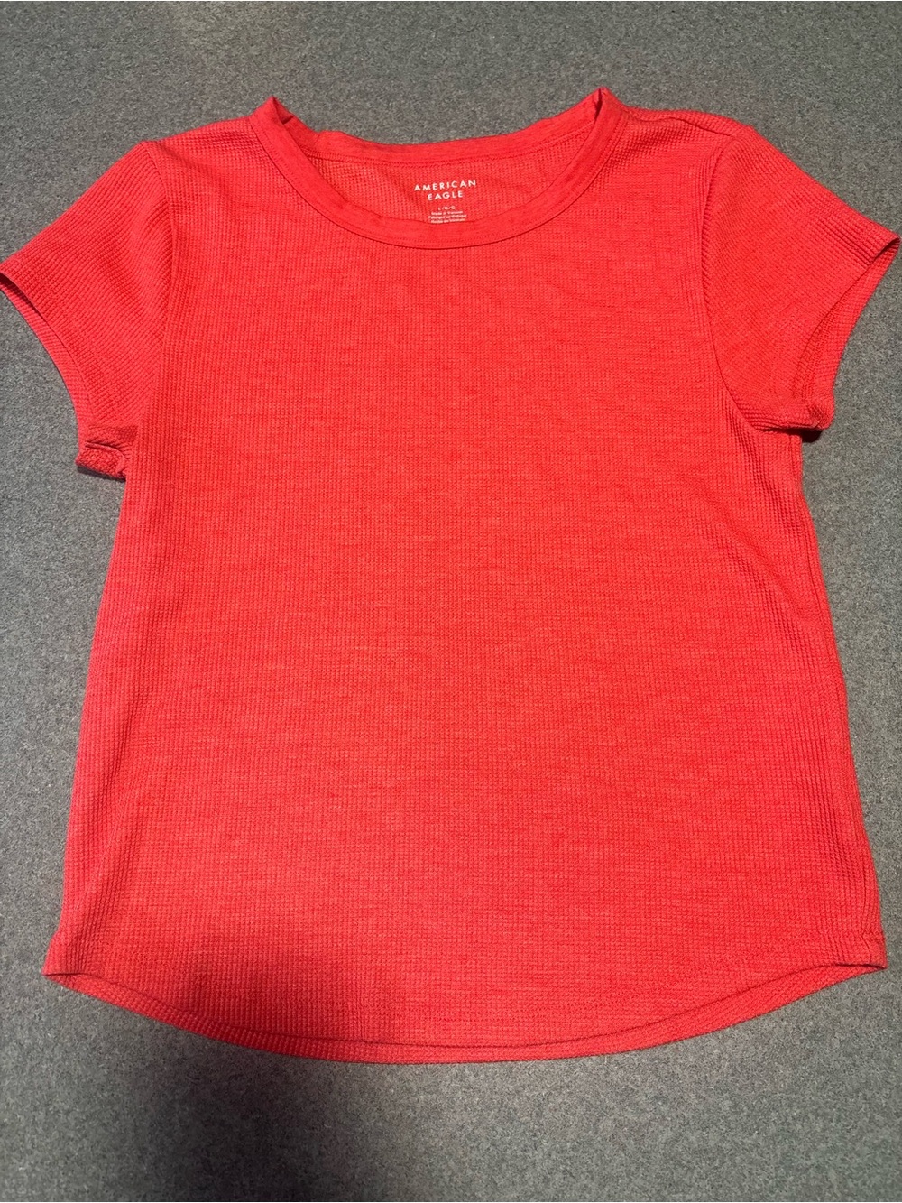 American Eagle Outfitters Red Ribbed Short Sleeve Tee